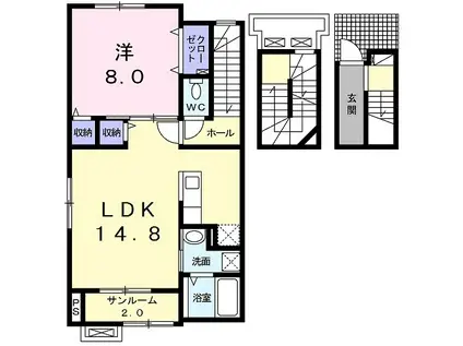シェーネ(1LDK/3階)の間取り写真