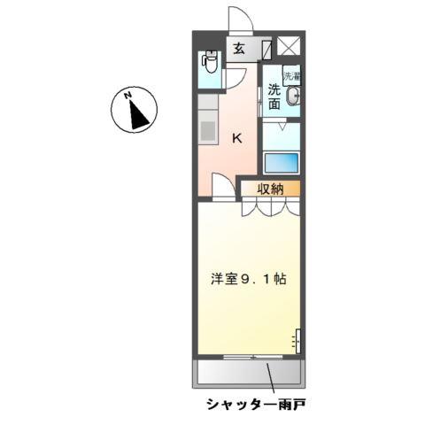 フォルティア(1K/1階)の間取り写真