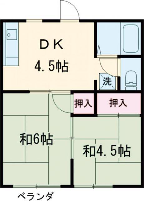 ハイツクリスタル(2DK/2階)の間取り写真