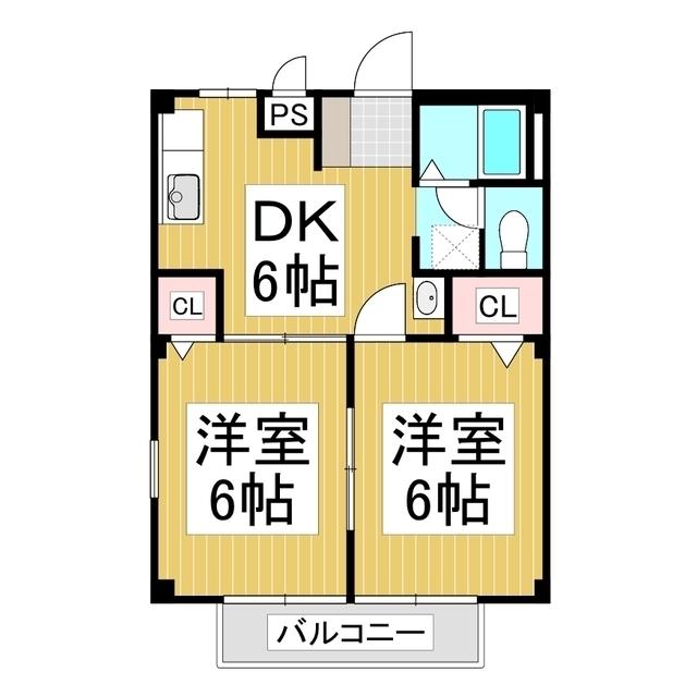 メルベーユ宮A(2DK/1階)の間取り写真
