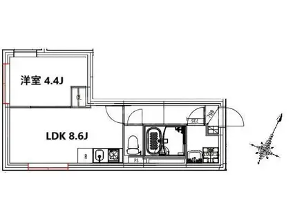 リュジアン北赤羽(1LDK/1階)の間取り写真