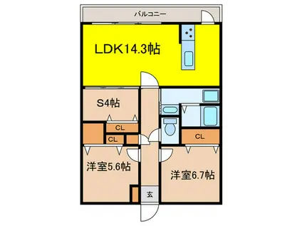 CASA・FIORE(2SLDK/4階)の間取り写真