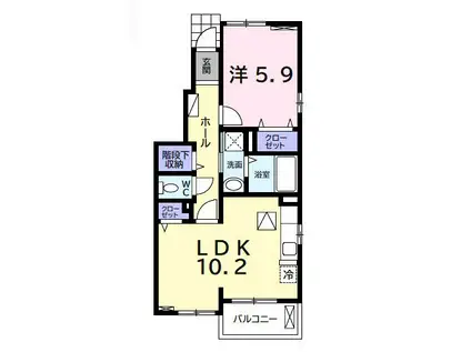 ウィステリア(1LDK/1階)の間取り写真
