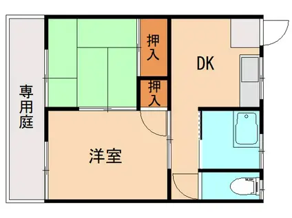 ブルーガーデン(2DK/1階)の間取り写真