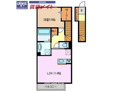 URBAN FLATS(1LDK/2階)の間取り写真