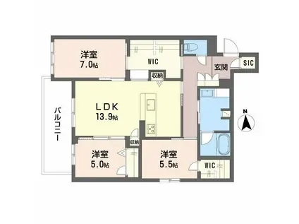 フレシア天王寺(3LDK/2階)の間取り写真