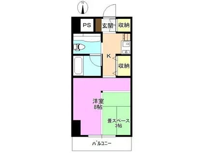 グランビア岡田(ワンルーム/8階)の間取り写真