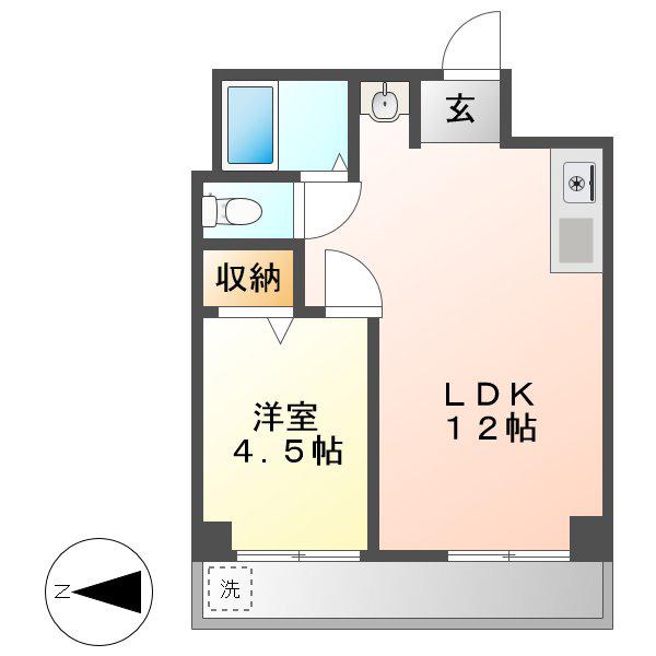 向陽ビル(1LDK/2階)の間取り写真