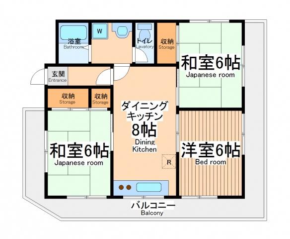 西国分寺山本ビルディング(3DK/3階)の間取り写真