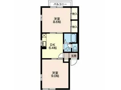 ベルテ椿I(2DK/2階)の間取り写真