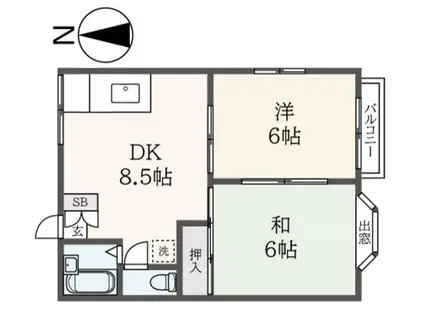 グランドハイム丸山(2DK/2階)の間取り写真