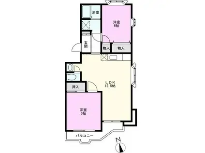 グランドール・ユー(2LDK/1階)の間取り写真