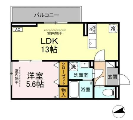 アンソレイユ宮ノ上(1LDK/3階)の間取り写真