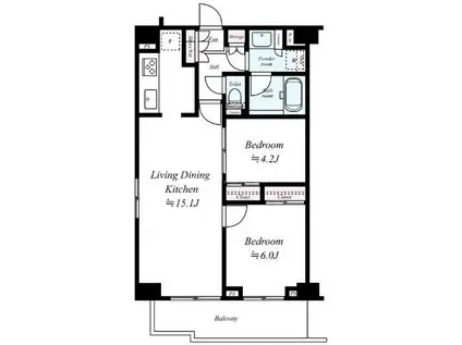 フュージョナル王子 リコット(2LDK/6階)の間取り写真