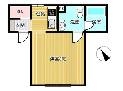 村上ハイツ(ワンルーム/3階)の間取り写真