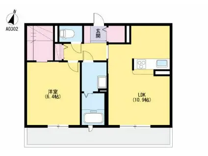 ラ・リュミエール月出(1LDK/3階)の間取り写真