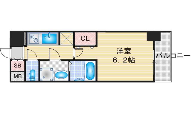 S-RESIDENCE野並駅前BROAD(1K/2階)の間取り写真