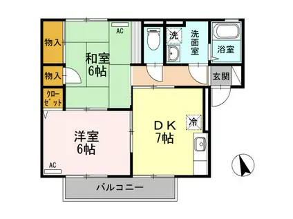 パストラル米原A棟(2DK/2階)の間取り写真