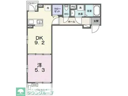 ヒカルサ熊谷曙町(1DK/3階)の間取り写真