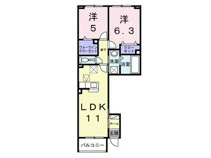 アクア A(2LDK/1階)の間取り写真