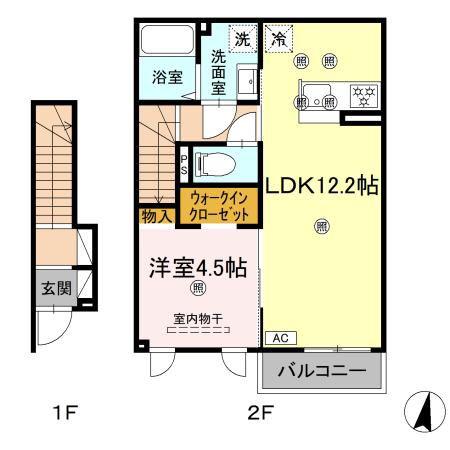 ビバーチェ城東(1LDK/2階)の間取り写真