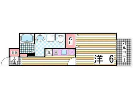 ドミール春日野道N(1K/8階)の間取り写真