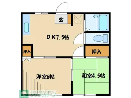 プロスパーC(2DK/2階)の間取り写真