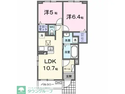 GROVE STAGE B棟(2LDK/1階)の間取り写真