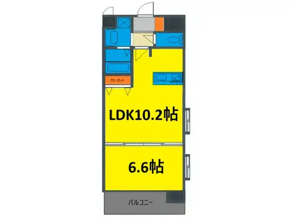 第6ライブリービル(1LDK/8階)の間取り写真