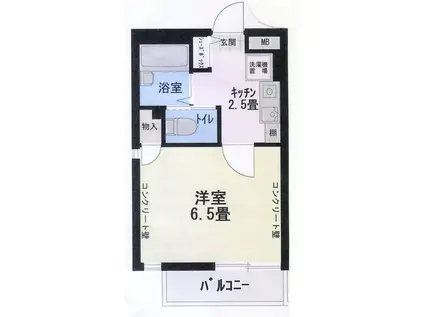 アルブル橋本(1K/1階)の間取り写真