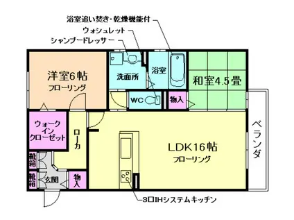 たまきB棟(2LDK/2階)の間取り写真
