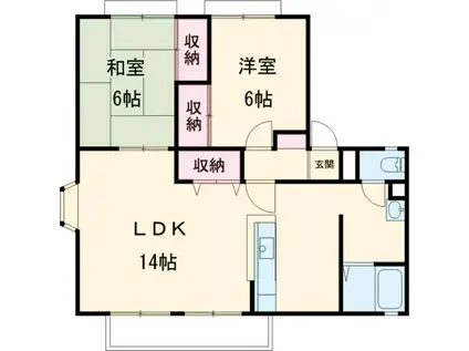 サンビレッジ小山B棟(2LDK/2階)の間取り写真