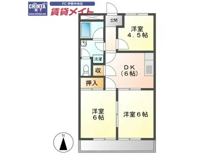 サニーサイド五十鈴(3DK/1階)の間取り写真