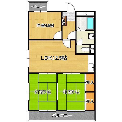 シャトレ青山B棟(3LDK/1階)の間取り写真