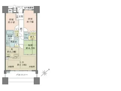 リーザス大阪(3LDK/2階)の間取り写真