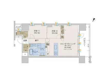 THE PREMIERE(2LDK/2階)の間取り写真