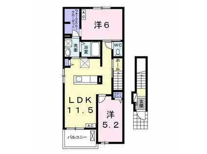 セレーノ アクア(2LDK/2階)の間取り写真