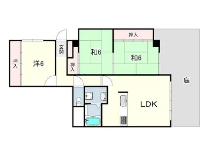 オプティマ三条(3LDK/1階)の間取り写真