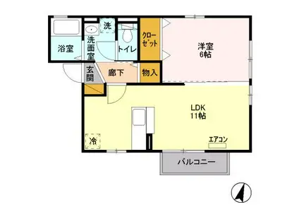 プランドール緑町(1LDK/1階)の間取り写真