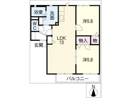 アベニューS&H II(2LDK/2階)の間取り写真