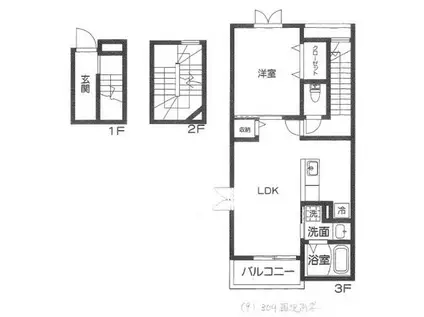 レジェンドIX(1LDK/3階)の間取り写真