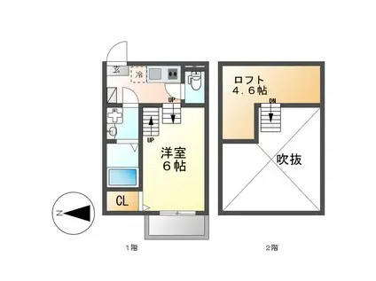 ハーモニーテラス長筬町Ⅱ(1K/1階)の間取り写真