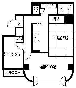 ベルエアーパレス滝川(2LDK/7階)の間取り写真