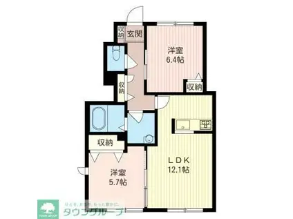 ラ・リズラヴィーヌ(2LDK/1階)の間取り写真