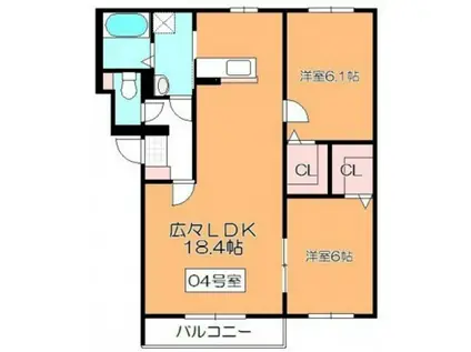 メゾンカメリア(2LDK/4階)の間取り写真