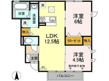 MAISON DE SOLEIL(2LDK/1階)の間取り写真