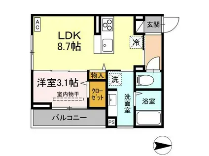 J-ROOM妃 VII番館 屋代駅前(1LDK/3階)の間取り写真