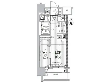 メイクスアート新栄III(1LDK/3階)の間取り写真