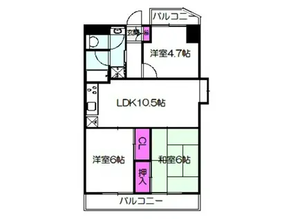 エレガントライフ新光(3LDK/3階)の間取り写真