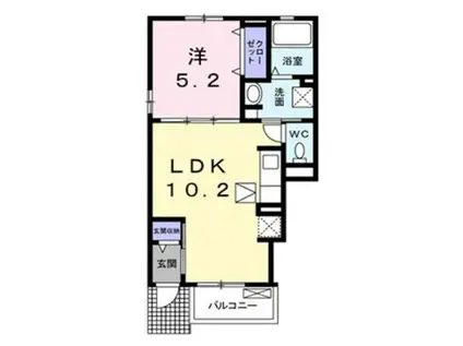 カーサ・セレーノ(1LDK/1階)の間取り写真